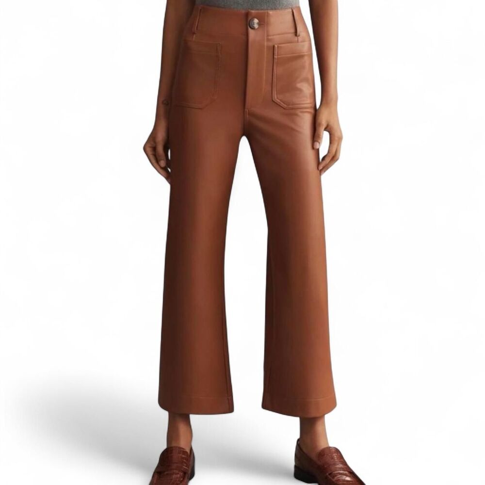 Anthropologie Maeve Colette faux leather pants Burnt Paprika Brown - Size 26